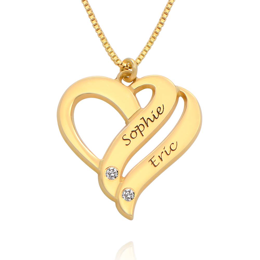 Collar Dos Corazones Por Siempre Uno con Diamantes en Baño de Oro-1 foto de producto foto de producto