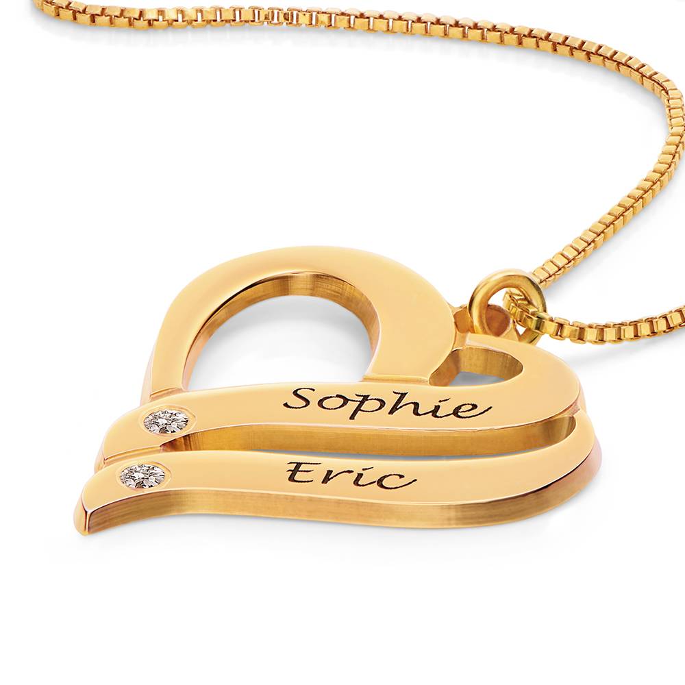 Collar Dos Corazones Por Siempre Uno con Diamantes en Baño de Oro-2 Collar Dos Corazones Por Siempre Uno con Diamantes en Baño de Oro-2 foto de producto