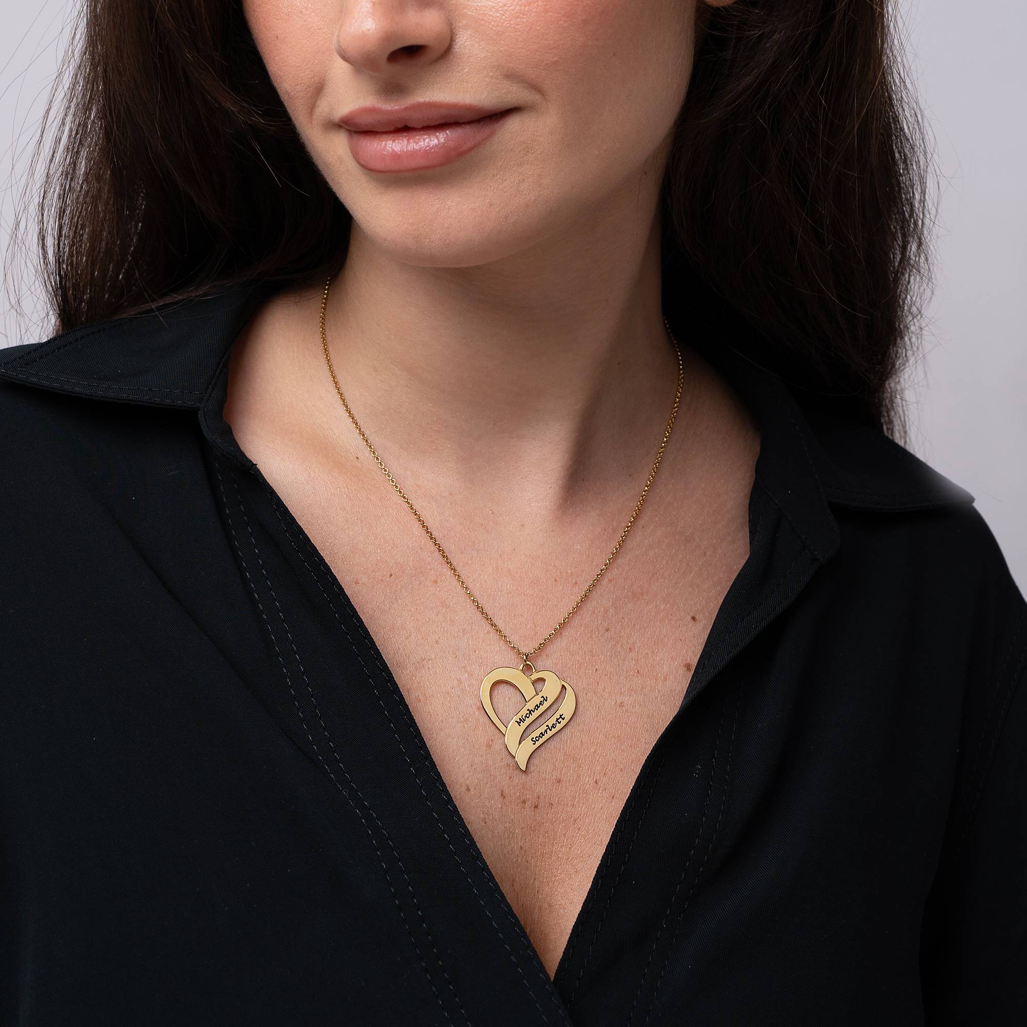 Collar Dos Corazones Por Siempre Uno en Baño de Oro-2 foto de producto