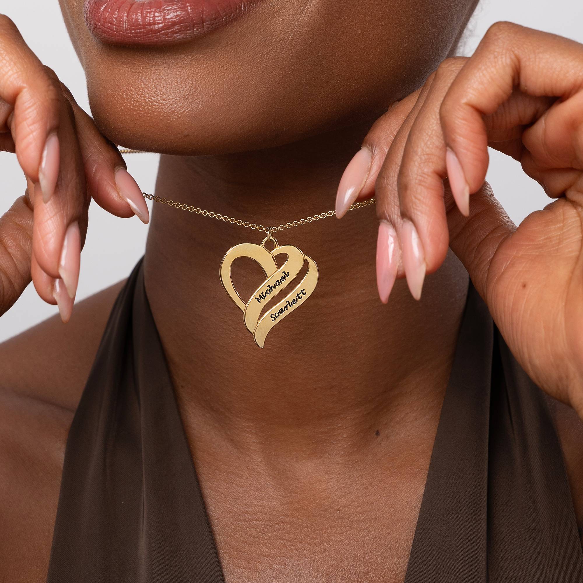 Collar Dos Corazones Por Siempre Uno en Vermeil de Oro-2 foto de producto