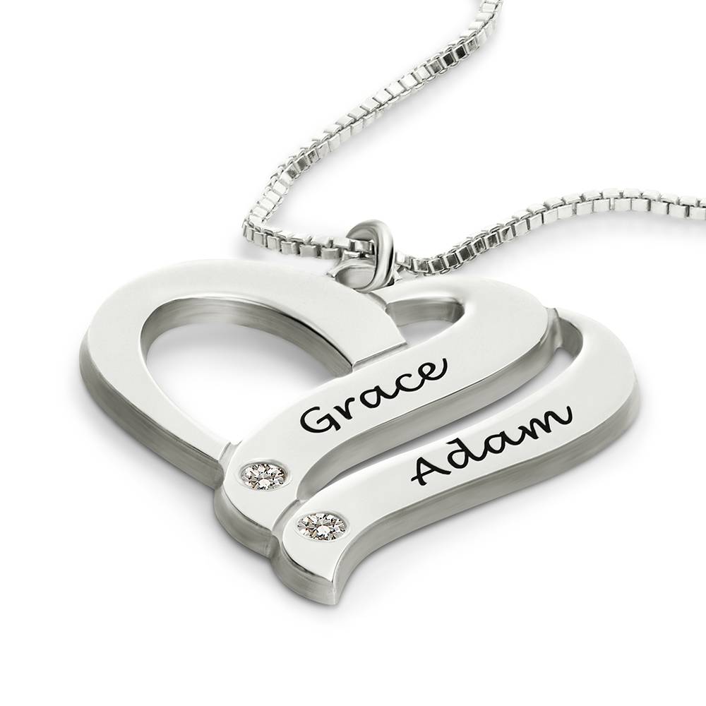 Collar Dos Corazones Por Siempre Uno con Diamantes en Plata-2 Collar Dos Corazones Por Siempre Uno con Diamantes en Plata-2 foto de producto