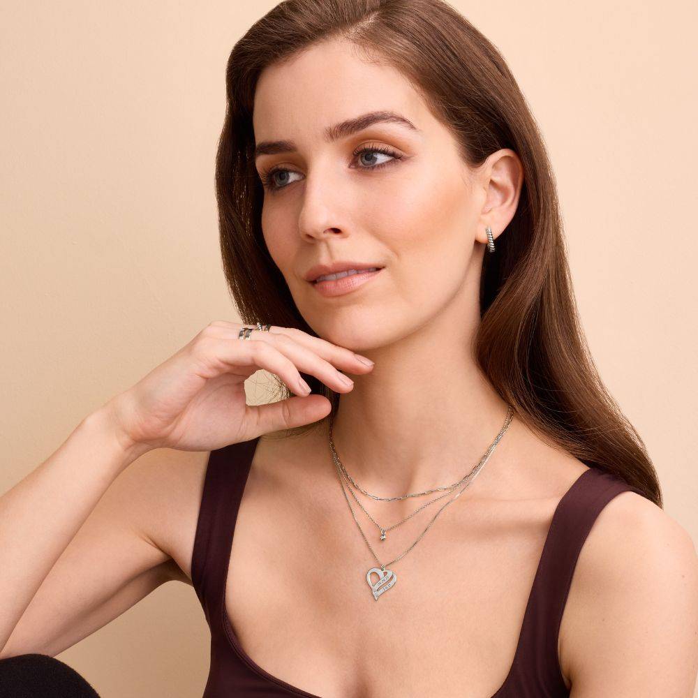 Collar Dos Corazones Por Siempre Uno con Diamantes en Plata Esterlina-6 foto de producto