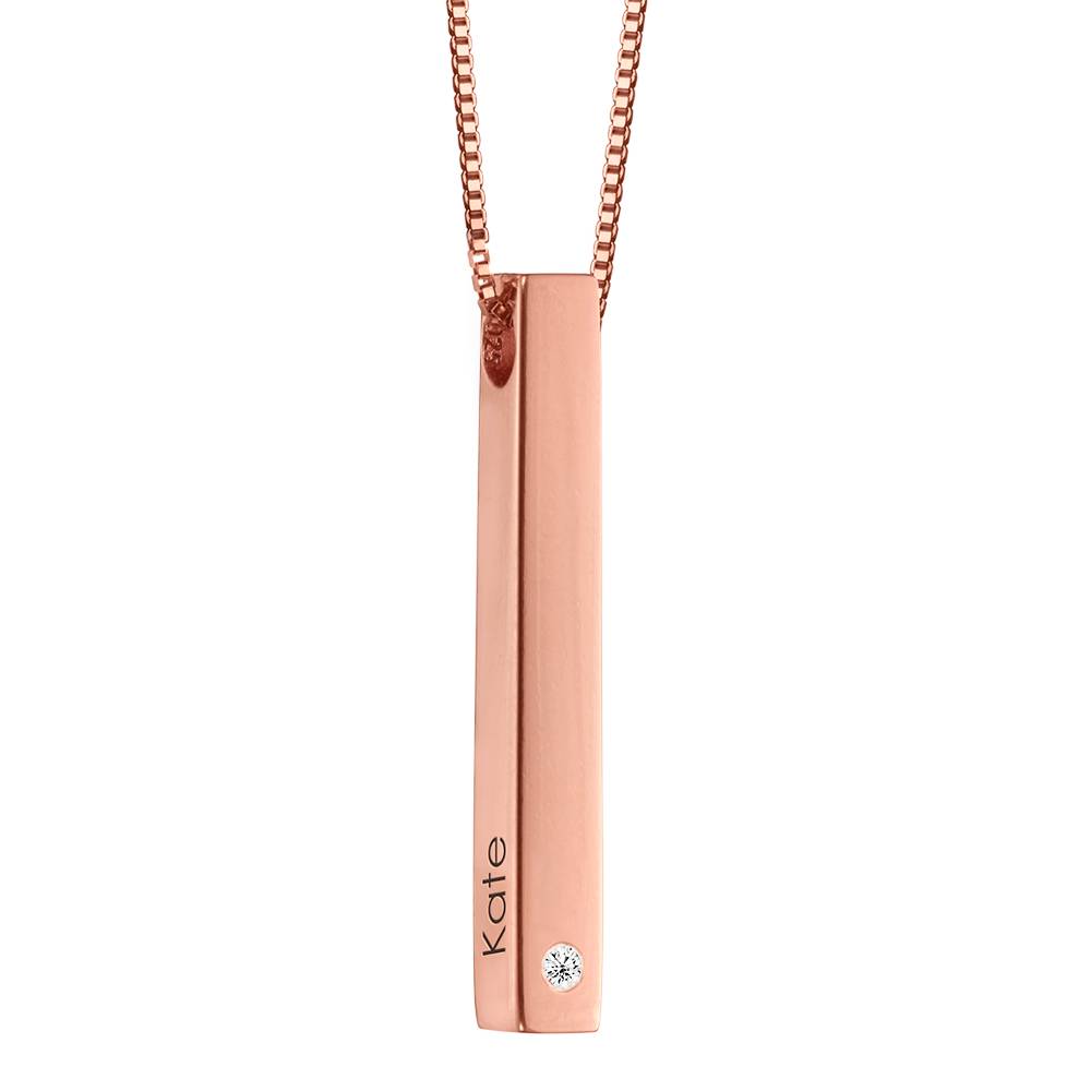Collar de Barra Totem en 3D con Diamante en Chapa de Oro Rosa-5 Collar de Barra Totem en 3D con Diamante en Chapa de Oro Rosa-5 foto de producto