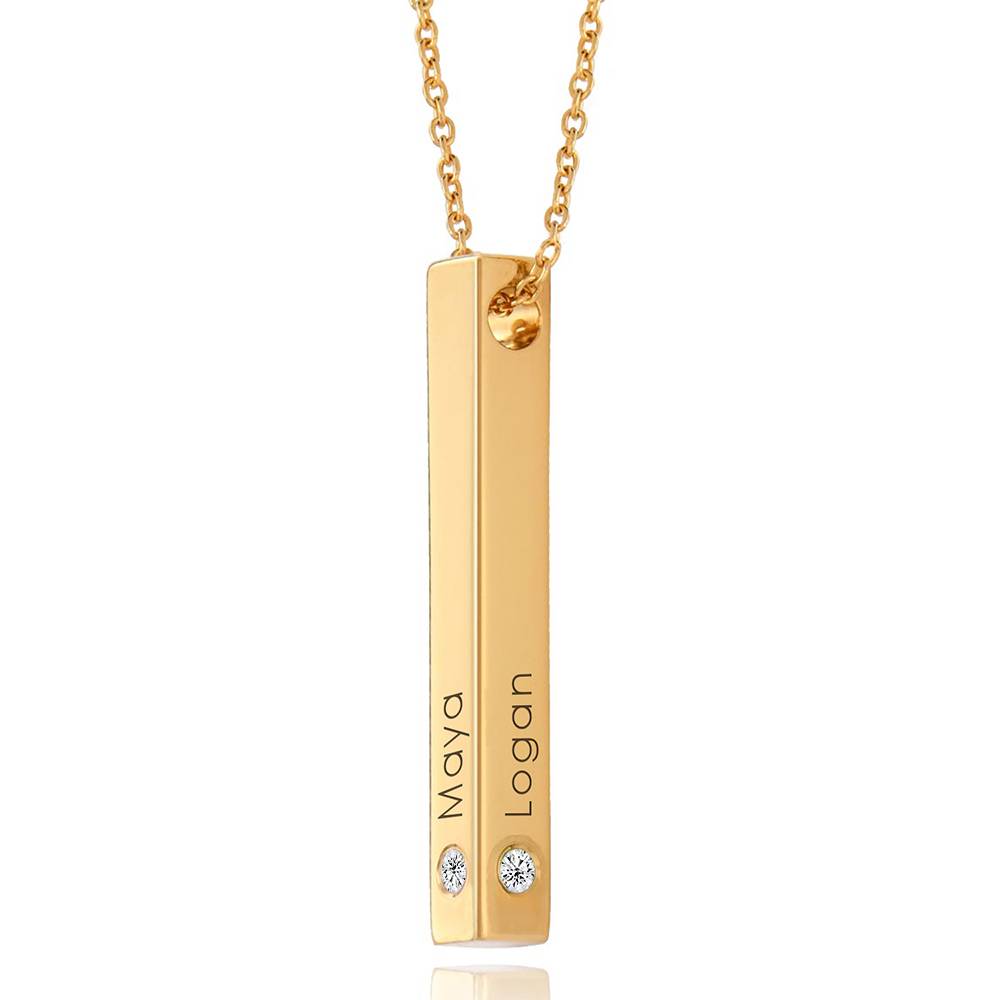 Collar de Barra Totem en 3D con Diamantes en Vermeil de Oro-3 foto de producto