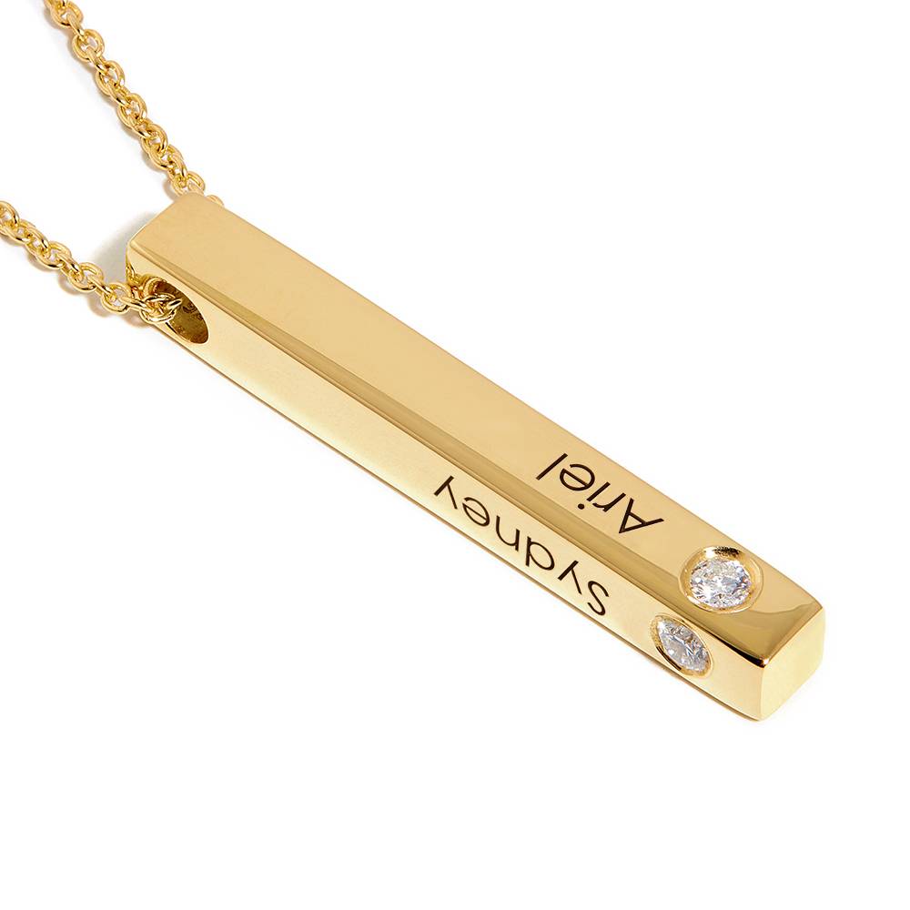 Collar de Barra Totem en 3D con Diamantes en Vermeil de Oro-4 foto de producto