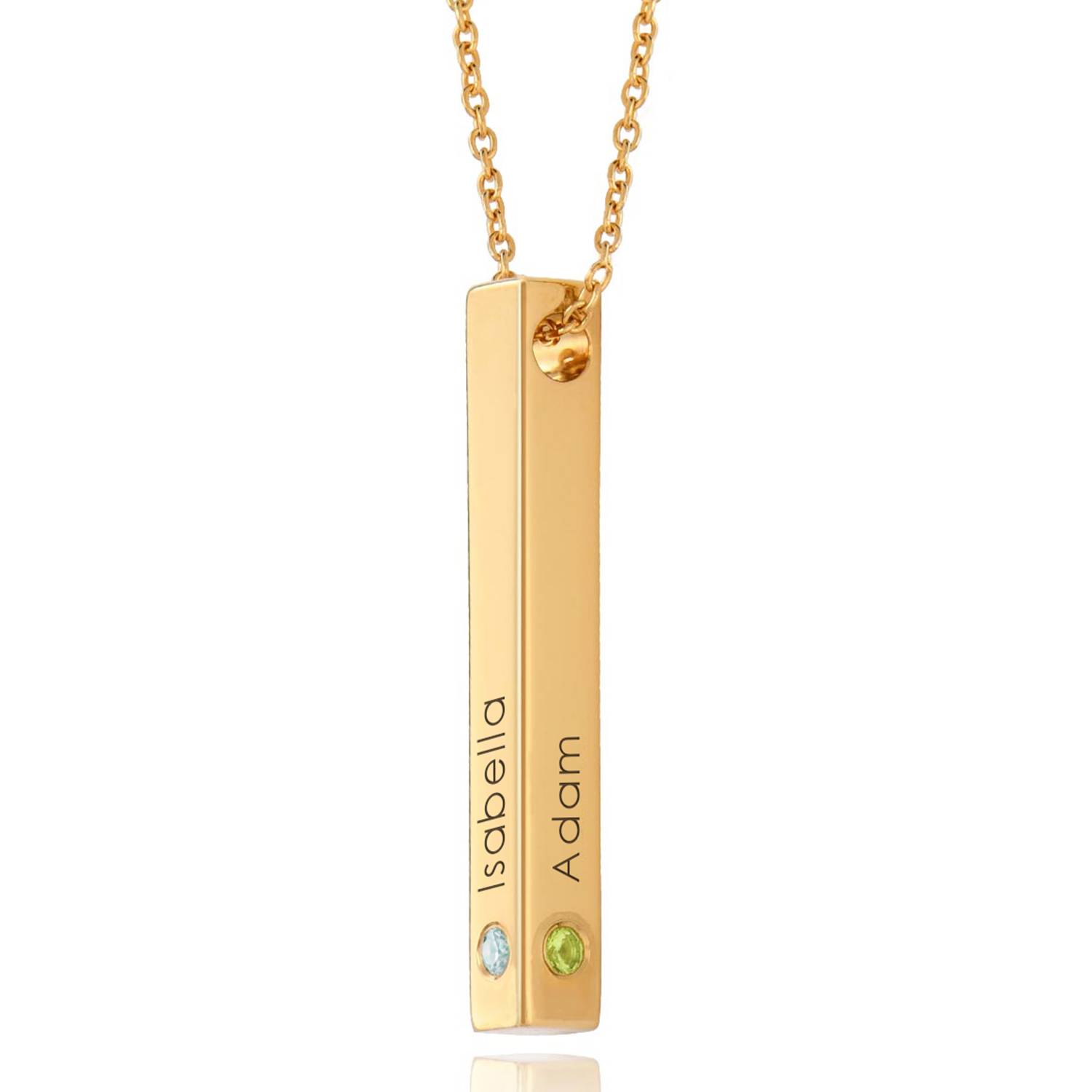 Collar de Barra Totem en 3D con Piedras de Nacimiento en Vermeil de Oro-5 foto de producto