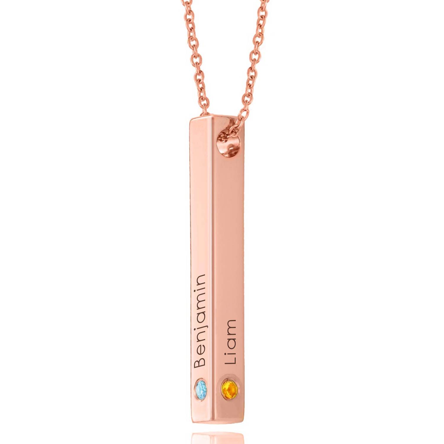 Collar de Barra Totem en 3D con Piedras de Nacimiento en Chapado de Oro Rosa-5 foto de producto