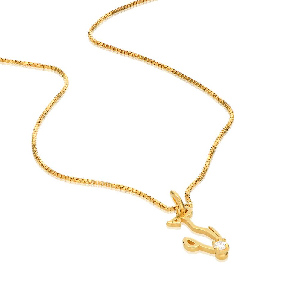 Collar Vertical con Nombre Árabe y Diamante en Vermeil de Oro-1 foto de producto