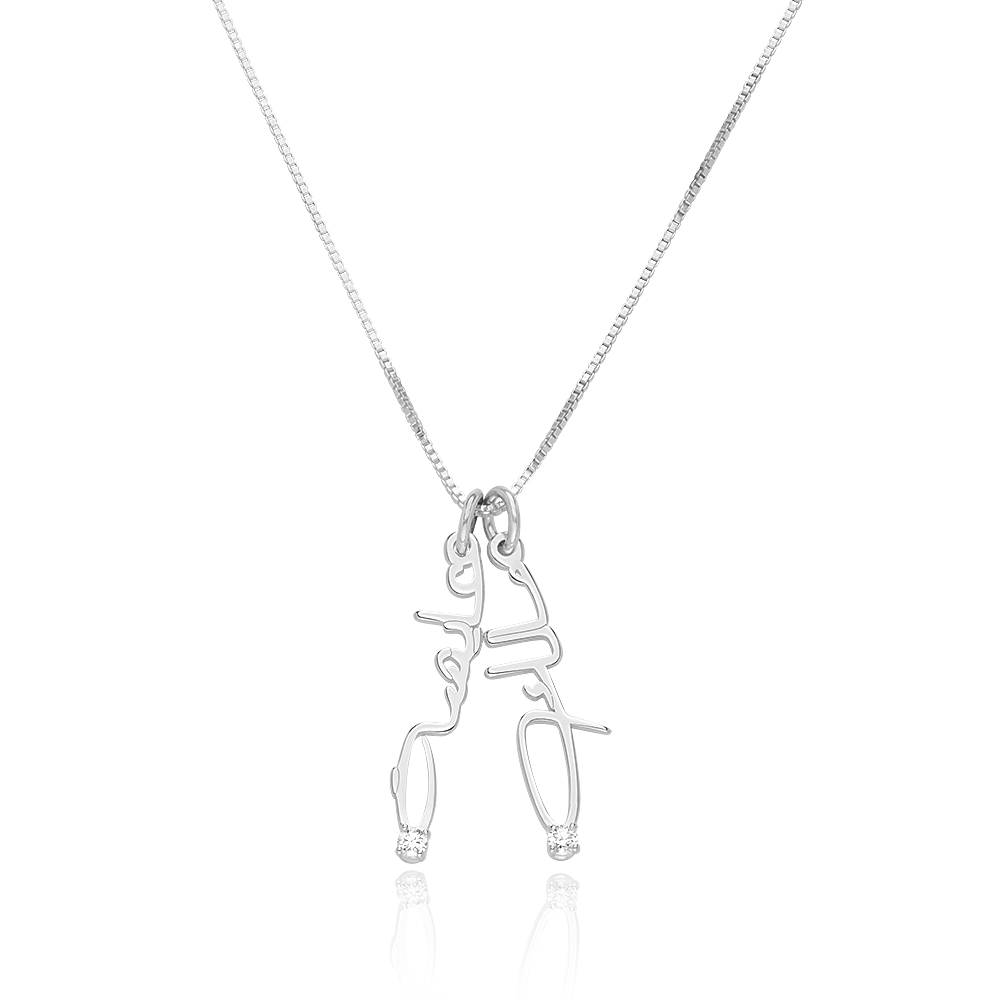 Collar Vertical con Nombre Árabe y Diamante en Plata Esterlina-1 Collar Vertical con Nombre Árabe y Diamante en Plata Esterlina-1 foto de producto