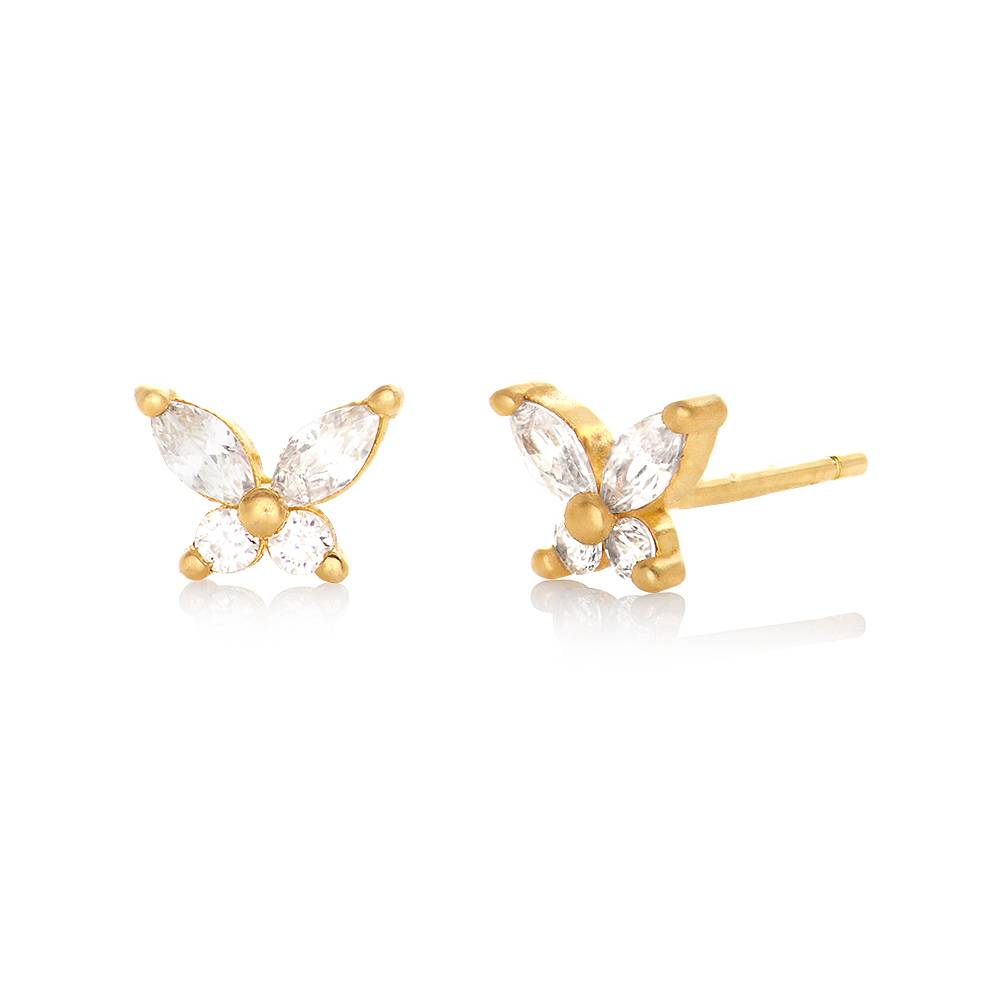 Pendientes de Mariposa con Zirconia Cúbica en Chapa de Oro-5 foto de producto