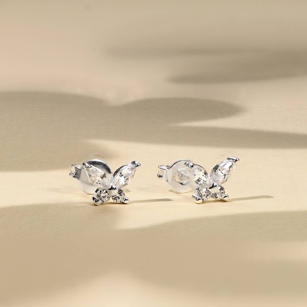 Pendientes de Mariposa con Zirconia Cúbica en Plata Esterlina-3 foto de producto