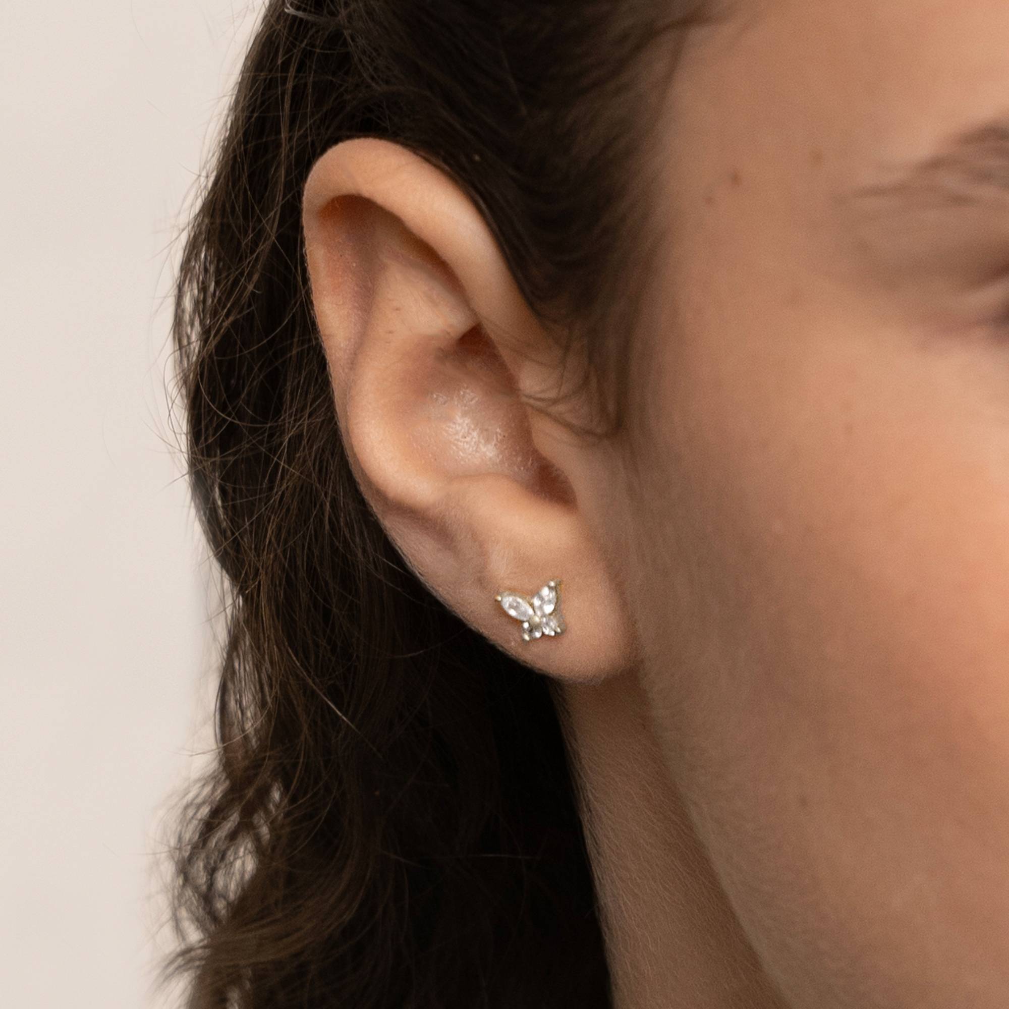 Pendientes de Mariposa con Zirconia Cúbica en Plata Esterlina-2 foto de producto