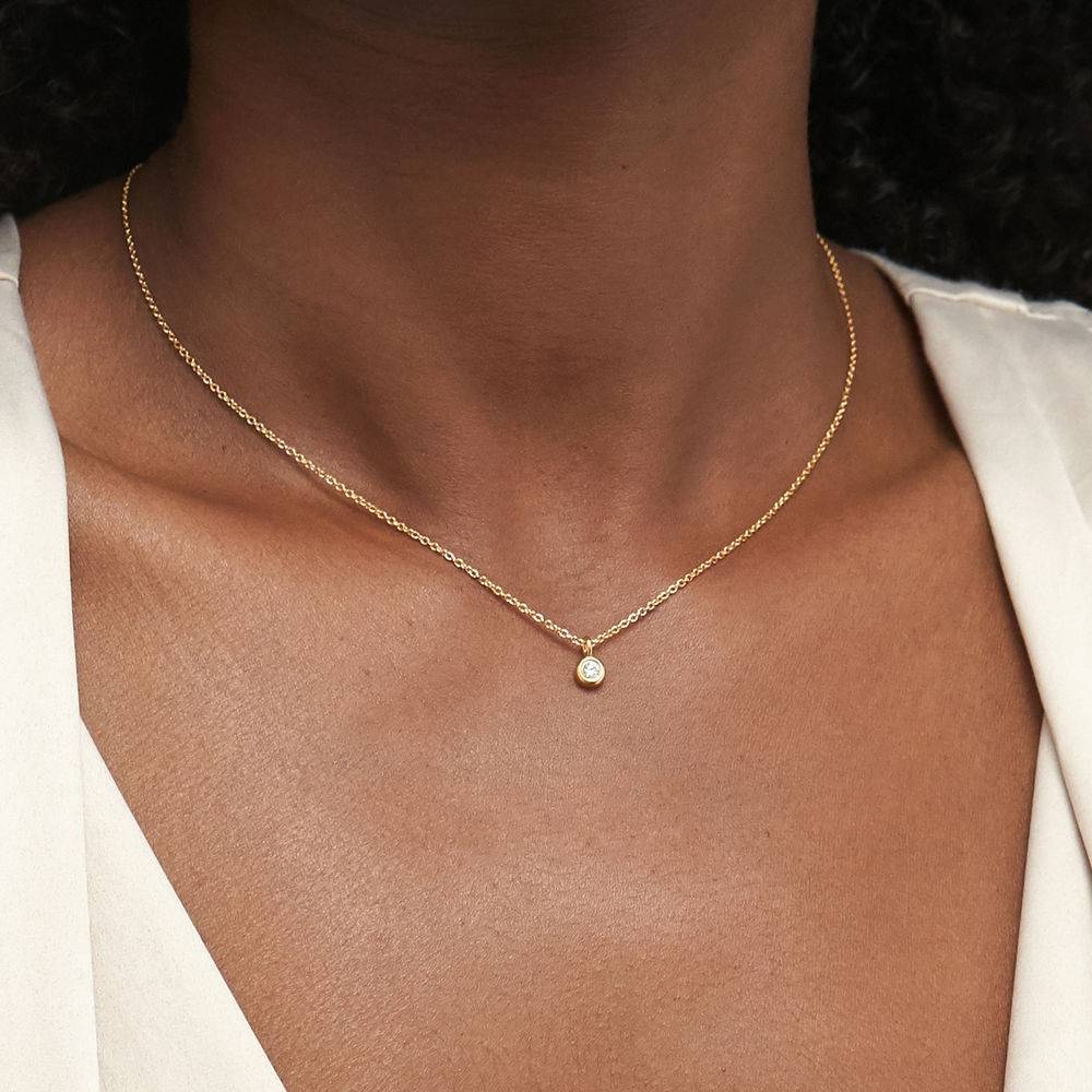 Collar de Diamantes Solitareo en Chapa de Oro-3 Collar de Diamantes Solitareo en Chapa de Oro-3 foto de producto