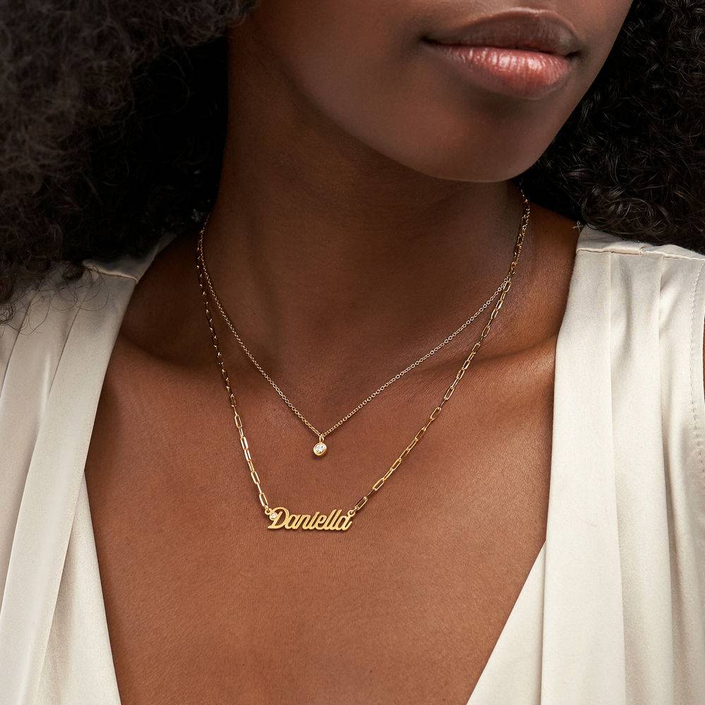 Collar de Diamantes Solitareo en Chapa de Oro-5 Collar de Diamantes Solitareo en Chapa de Oro-5 foto de producto