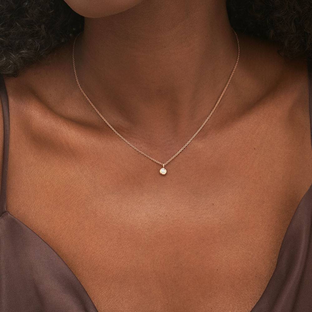 Collar de Diamantes Solitareo en Chapa de Oro Rosa-4 foto de producto