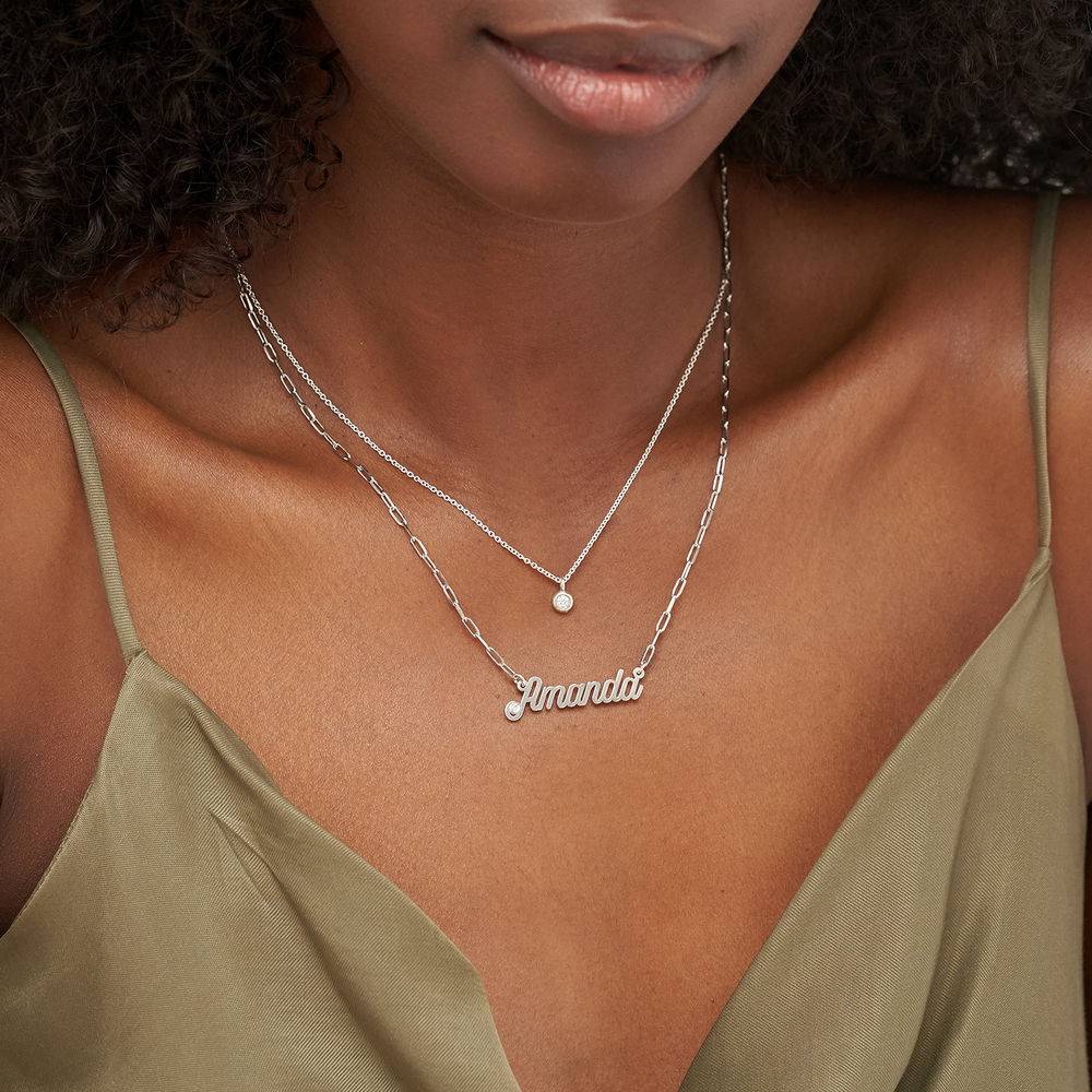 Collar de Diamantes Solitareo en Plata Esterlina-4 Collar de Diamantes Solitareo en Plata Esterlina-4 foto de producto