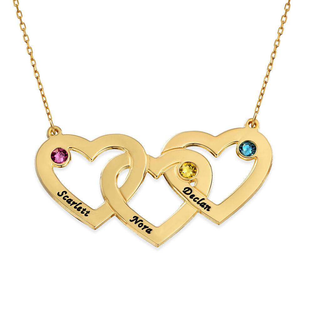Collar Triple Corazón Entrelazado con Piedras en Oro Sólido 10K-2 Collar Triple Corazón Entrelazado con Piedras en Oro Sólido 10K-2 foto de producto