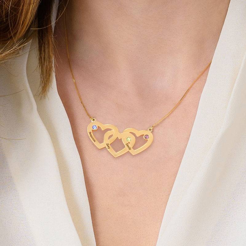 Collar Triple Corazón Entrelazado con Piedras en Oro Sólido 10K-1 Collar Triple Corazón Entrelazado con Piedras en Oro Sólido 10K-1 foto de producto
