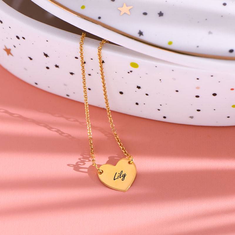 Collar Corazón Grabado en Baño de Oro-2 foto de producto