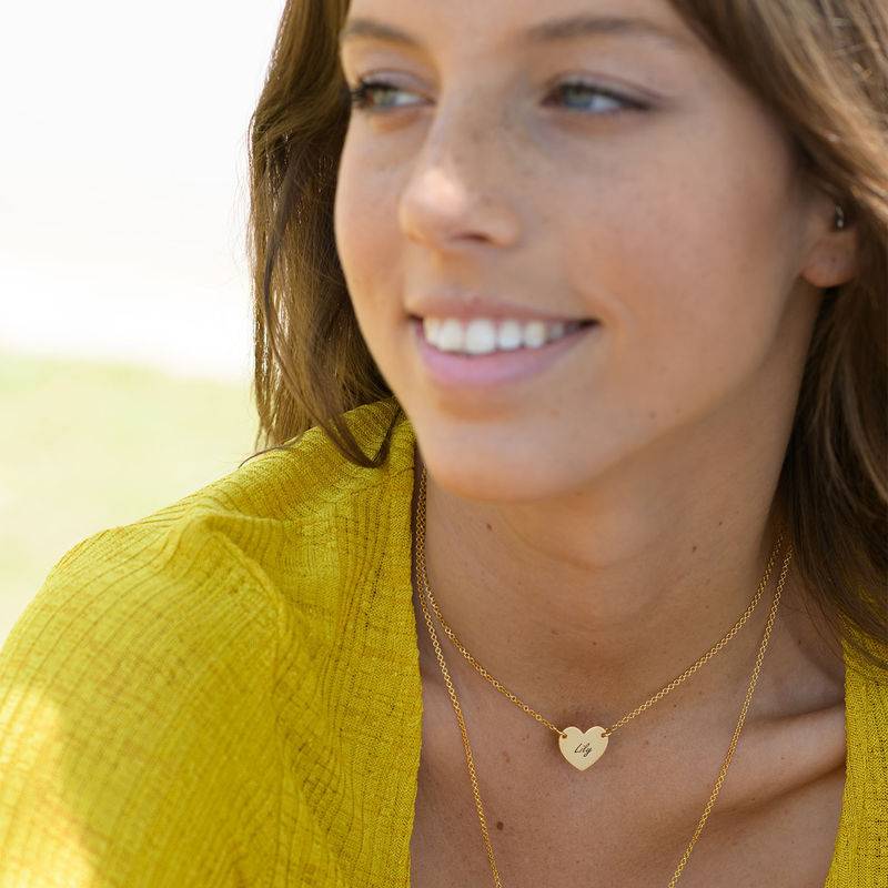 Collar Corazón Grabado en Baño de Oro-3 foto de producto