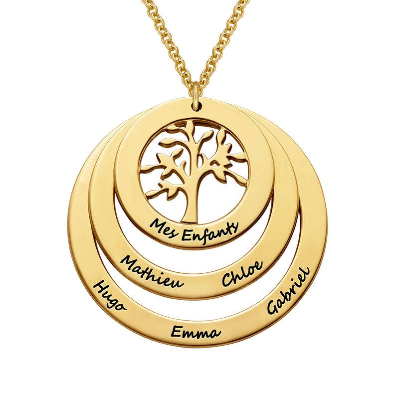 Collar del Círculo de Familia con Árbol de la Vida en Vermeil de Oro-6 foto de producto