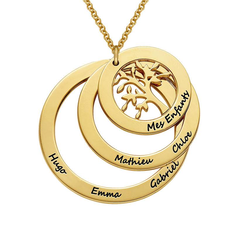 Collar del Círculo de Familia con Árbol de la Vida en Vermeil de Oro-1 foto de producto