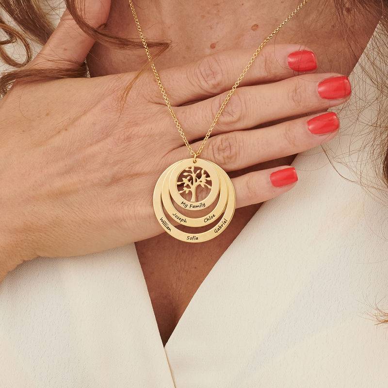 Collar del Círculo de Familia con Árbol de la Vida en Vermeil de Oro-2 foto de producto