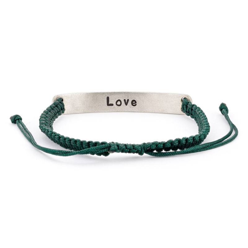 Pulsera Ajustable de Cuerda con Barra Grabada en Plata Esterlina-1 Pulsera Ajustable de Cuerda con Barra Grabada en Plata Esterlina-1 foto de producto