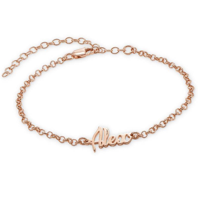 Pulsera / Tobillera con Nombre en Chapa de Oro Rosa-1 foto de producto