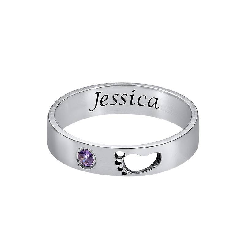 Anillo Piecitos de Bebé con Grabado en Plata-2 Anillo Piecitos de Bebé con Grabado en Plata-2 foto de producto