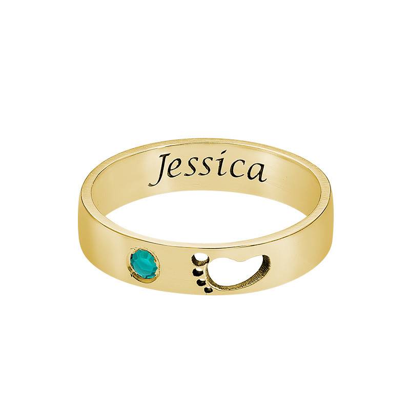 Anillo Piecitos de Bebé con Grabado en Baño de Oro-2 foto de producto