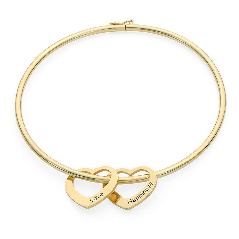 Pulsera Rígida Chelsea con Colgantes Corazón en Chapa de Oro-2 foto de producto