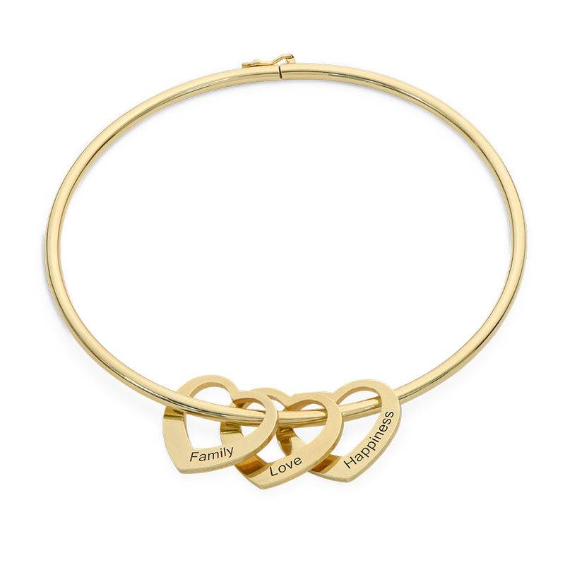 Pulsera Rígida Chelsea con Colgantes Corazón en Vermeil de Oro-1 foto de producto
