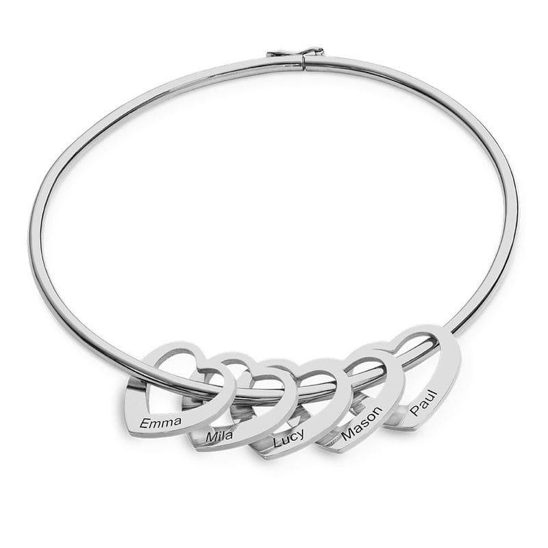 Pulsera Rígida Chelsea con Colgantes Corazón en Plata Esterlina-1 foto de producto