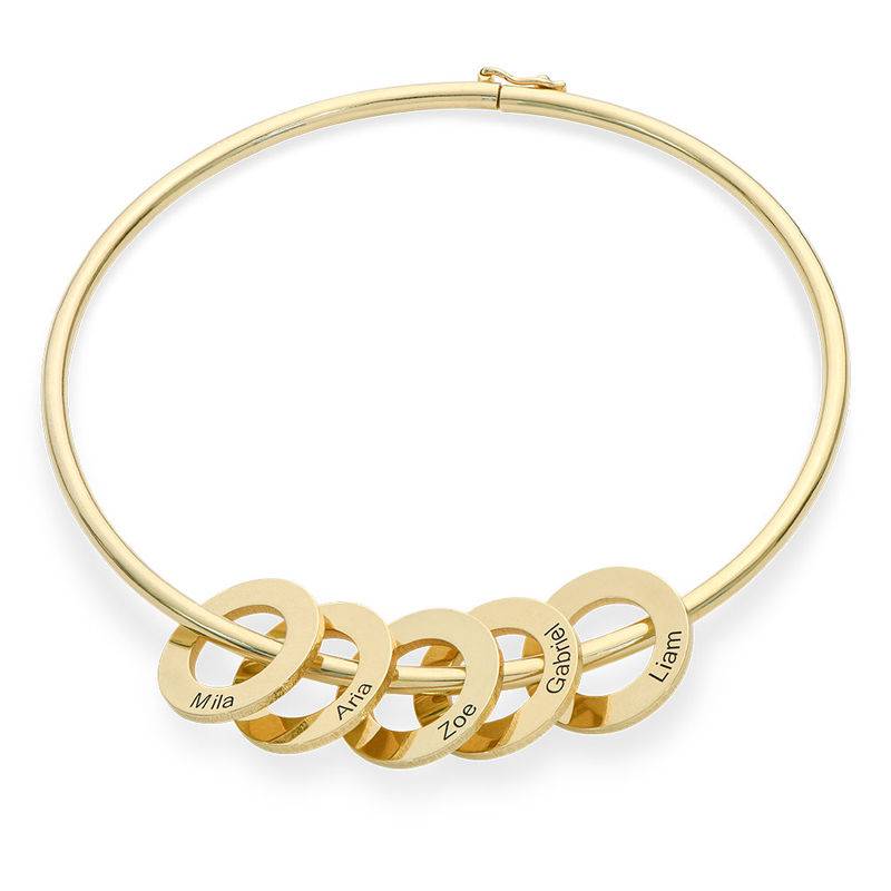 Pulsera Rígida con Colgantes Redondos en Baño de Oro-1 Pulsera Rígida con Colgantes Redondos en Baño de Oro-1 foto de producto