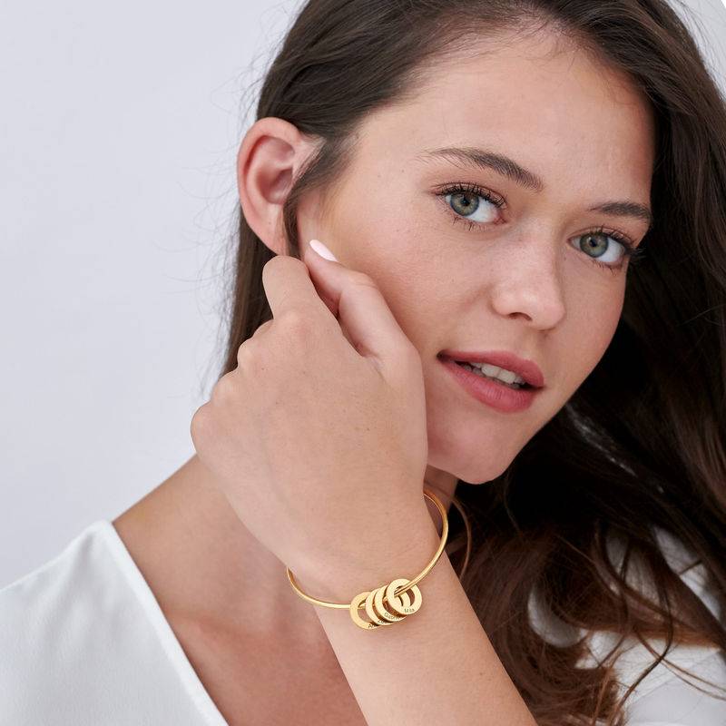 Pulsera Rígida con Colgantes Redondos en Vermeil de Oro-1 foto de producto