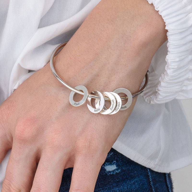 Pulsera Rígida con Colgantes Redondos en Plata-3 foto de producto