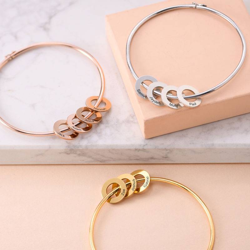 Pulsera Rígida con Colgantes Redondos en Plata-4 foto de producto