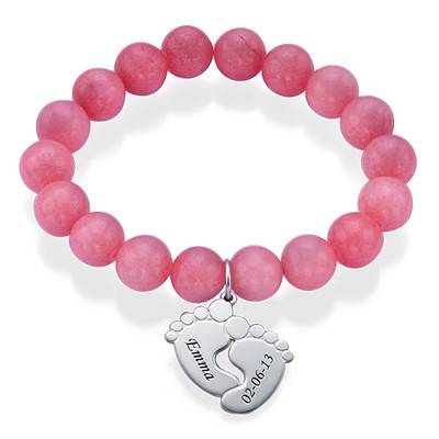 Pulsera de Cuentas con Piecitos de Bebé en Plata Esterlina-1 foto de producto