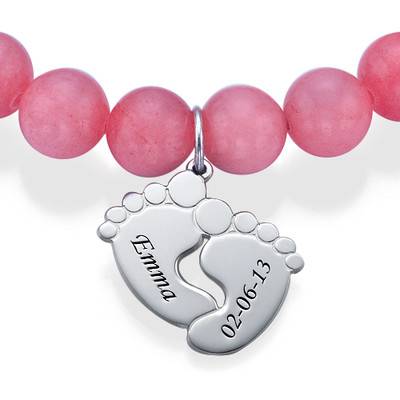 Pulsera de Cuentas con Piecitos de Bebé en Plata Esterlina-2 foto de producto
