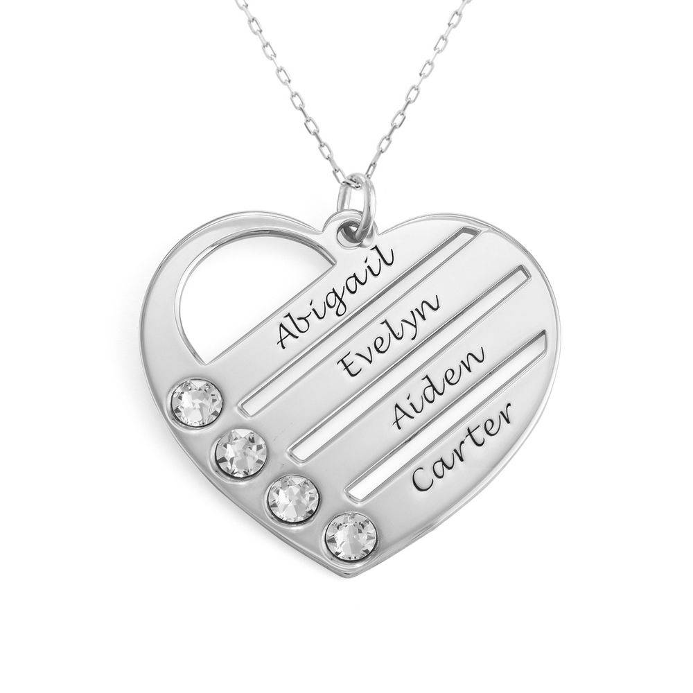 Collar de Corazón Terry con Nombres Grabados y Piedras de Nacimiento en Oro Blanco 10K-1 Collar de Corazón Terry con Nombres Grabados y Piedras de Nacimiento en Oro Blanco 10K-1 foto de producto