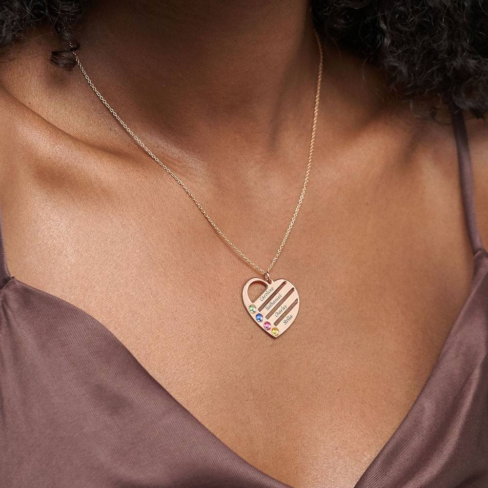 Collar de Corazón Terry con Nombres Grabados y Piedras de Nacimiento en Chapado de Oro Rosa-1 Collar de Corazón Terry con Nombres Grabados y Piedras de Nacimiento en Chapado de Oro Rosa-1 foto de producto