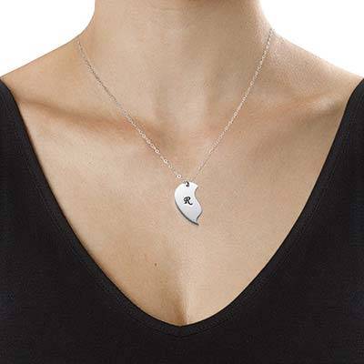 Collar con Iniciales con Corazón Divisible en Plata-3 foto de producto