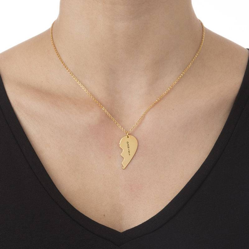 Collar Personalizado con Corazón Divisible en Baño de Oro-1 foto de producto