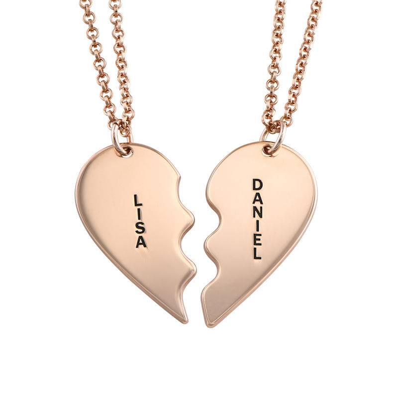 Collar Personalizado con Corazón Divisible en Chapa de Oro Rosa-1 foto de producto