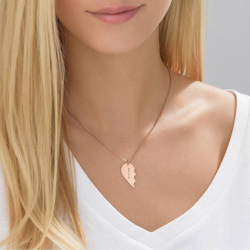 Collar Personalizado con Corazón Divisible en Chapa de Oro Rosa-2 foto de producto