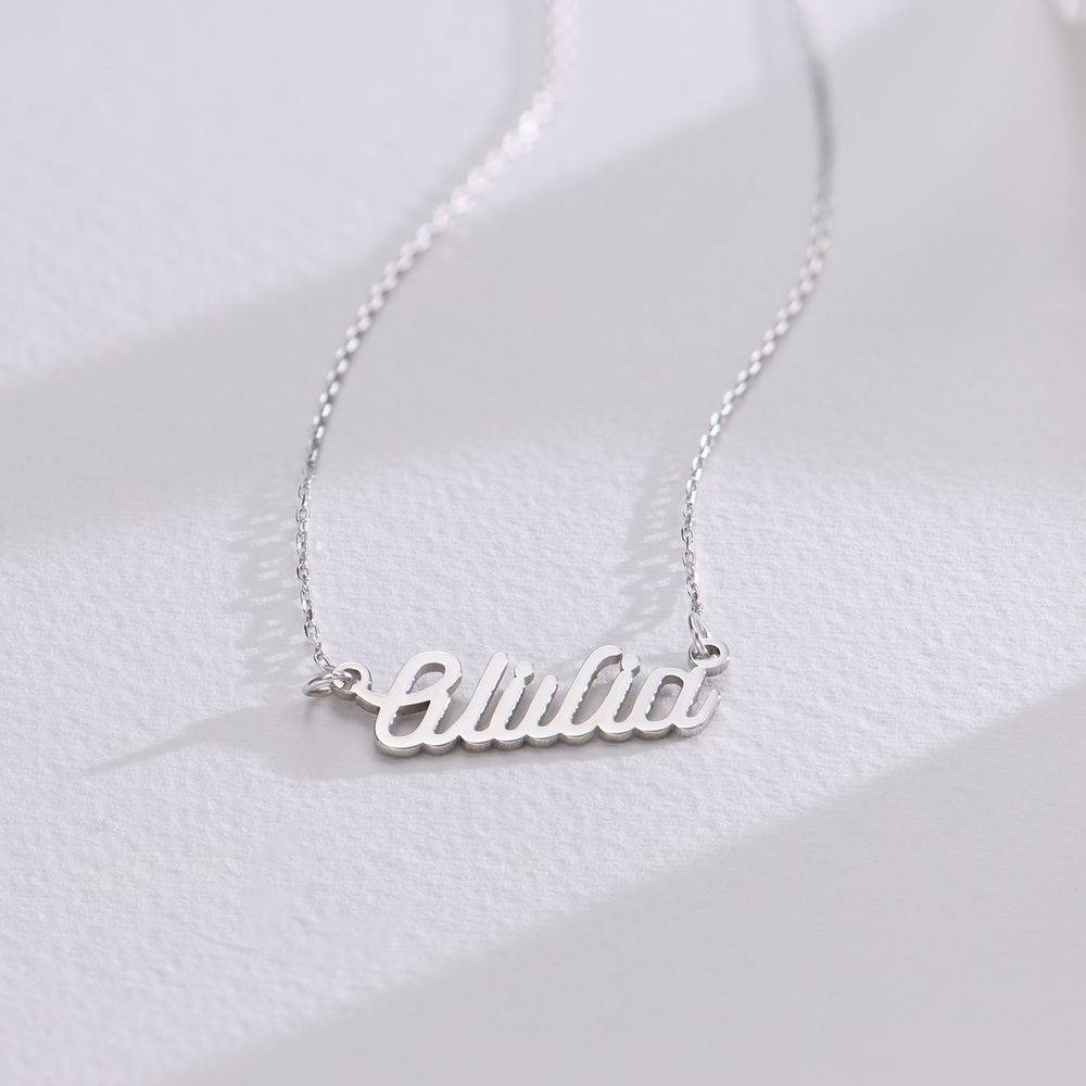 Collar con Nombre Twirl Script en Oro Blanco 10K-5 foto de producto