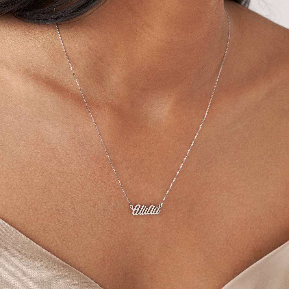 Collar con Nombre Twirl Script en Oro Blanco 10K-1 foto de producto