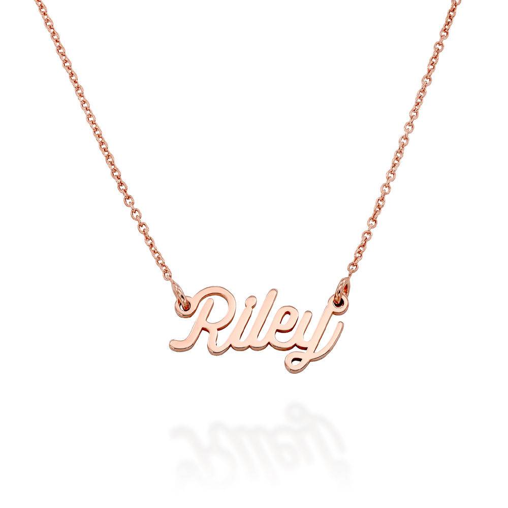 Collar con Nombre Twirl Script en Chapa de Oro Rosa-5 foto de producto