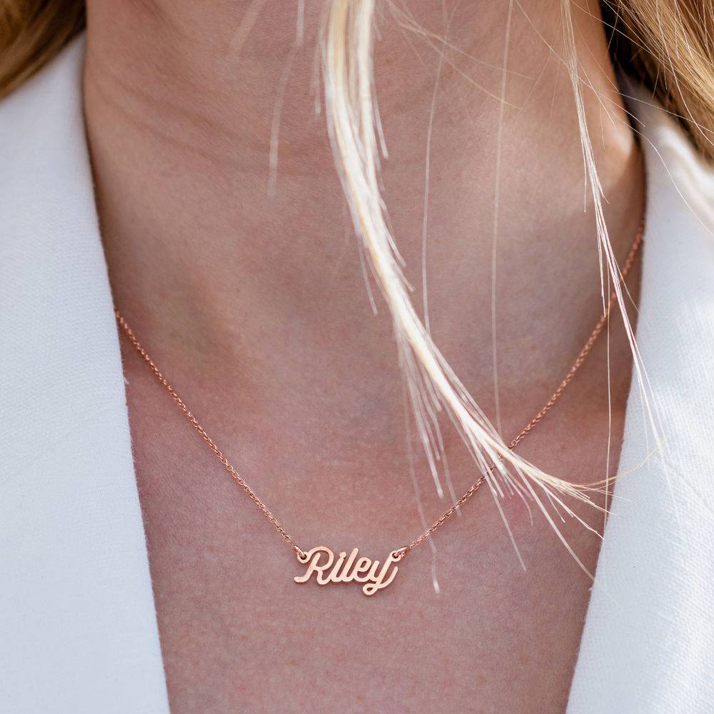 Collar con Nombre Twirl Script en Chapa de Oro Rosa-4 foto de producto